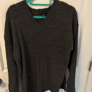 Sanctuary Black V-Neck Fuzzy Knit Sweater